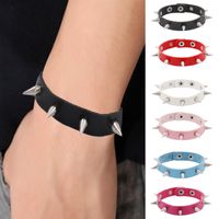 Rock Solid Color Ccb Pu Leather Rivet Unisex Wristband main image 5
