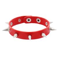 Rock Solid Color Ccb Pu Leather Rivet Unisex Wristband sku image 2