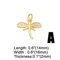 Ins Style Leaf Devil's Eye Dragonfly Copper Plating Inlay Zircon 18k Gold Plated Pendants Jewelry Accessories main image 3
