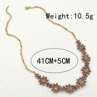 304 Stainless Steel Beaded 14K Gold Plated Sweet Beaded Flower Crystal Beads Necklace main image 3