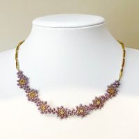 304 Stainless Steel Beaded 14K Gold Plated Sweet Beaded Flower Crystal Beads Necklace sku image 1