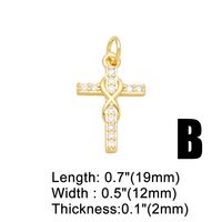 Ins Style Cross Angel Heart Shape Copper Plating Zircon 18k Gold Plated Pendants Jewelry Accessories sku image 2