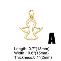 Ins Style Cross Angel Heart Shape Copper Plating Zircon 18k Gold Plated Pendants Jewelry Accessories sku image 1