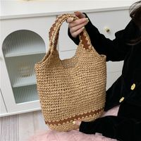 Women's Spring&summer Straw Solid Color Classic Style Square Open Tote Bag Straw Bag main image 3