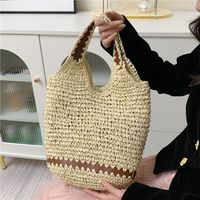 Women's Spring&summer Straw Solid Color Classic Style Square Open Tote Bag Straw Bag main image 6
