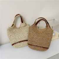 Women's Spring&summer Straw Solid Color Classic Style Square Open Tote Bag Straw Bag main image 2