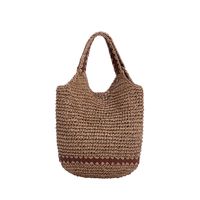 Women's Spring&summer Straw Solid Color Classic Style Square Open Tote Bag Straw Bag sku image 1