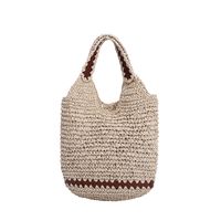 Women's Spring&summer Straw Solid Color Classic Style Square Open Tote Bag Straw Bag sku image 2