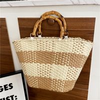 Women's Summer Straw Solid Color Basic Square Open Tote Bag Straw Bag main image 2