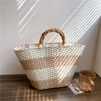 Women's Summer Straw Solid Color Basic Square Open Tote Bag Straw Bag main image 4