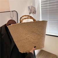 Women's Summer Straw Solid Color Basic Square Open Tote Bag Straw Bag main image 5