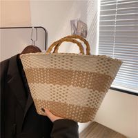 Women's Summer Straw Solid Color Basic Square Open Tote Bag Straw Bag main image 6
