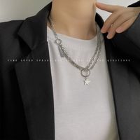 Hip-hop Pentagram Titanium Steel Plating Men's Layered Necklaces main image 1