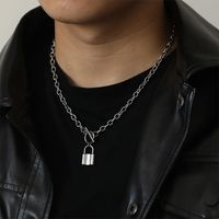 Hip-hop Lock Alloy Titanium Steel Polishing Men's Pendant Necklace main image 3