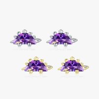 1 Pair Cute Dinosaur Sterling Silver Plating Inlay Zircon 14k Gold Plated Rhodium Plated Ear Studs main image 1