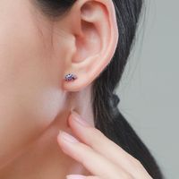 1 Pair Cute Dinosaur Sterling Silver Plating Inlay Zircon 14k Gold Plated Rhodium Plated Ear Studs main image 5