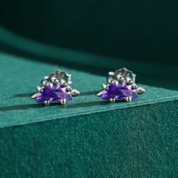 1 Pair Cute Dinosaur Sterling Silver Plating Inlay Zircon 14k Gold Plated Rhodium Plated Ear Studs main image 2