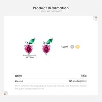 1 Pair Cute Cherry Sterling Silver Plating Inlay Zircon 14k Gold Plated Rhodium Plated Ear Studs main image 4