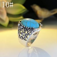 New European And American Creative Hollow Carved Turquoise Ring Cross-border E-commerce Retro Plated 925 Ring Wholesale sku image 5