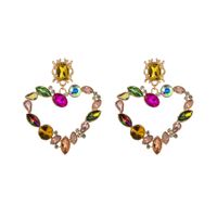 Baroque Style Heart Shape Alloy Plating Inlay Rhinestones Glass Gold Plated Women's Drop Earrings main image 2
