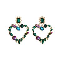 Baroque Style Heart Shape Alloy Plating Inlay Rhinestones Glass Gold Plated Women's Drop Earrings main image 4