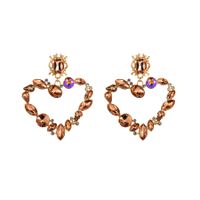 Baroque Style Heart Shape Alloy Plating Inlay Rhinestones Glass Gold Plated Women's Drop Earrings main image 3