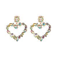 Baroque Style Heart Shape Alloy Plating Inlay Rhinestones Glass Gold Plated Women's Drop Earrings main image 6