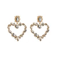 Baroque Style Heart Shape Alloy Plating Inlay Rhinestones Glass Gold Plated Women's Drop Earrings main image 8