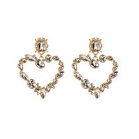 Baroque Style Heart Shape Alloy Plating Inlay Rhinestones Glass Gold Plated Women's Drop Earrings sku image 2