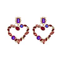 Baroque Style Heart Shape Alloy Plating Inlay Rhinestones Glass Gold Plated Women's Drop Earrings sku image 4