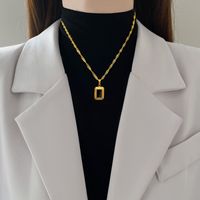 Titan Stahl Dame Überzug Rechteck Halskette Mit Anhänger main image 5