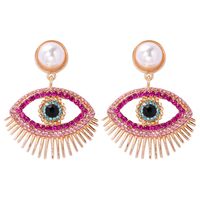 Streetwear Eye Imitation Pearl Alloy Plating Inlay Glass Stone Women's Drop Earrings sku image 2