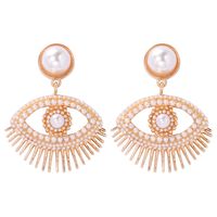 Streetwear Eye Imitation Pearl Alloy Plating Inlay Glass Stone Women's Drop Earrings sku image 3