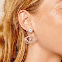 Streetwear Eye Imitation Pearl Alloy Plating Inlay Glass Stone Women's Drop Earrings main image 5
