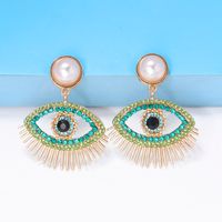 Streetwear Eye Imitation Pearl Alloy Plating Inlay Glass Stone Women's Drop Earrings main image 3