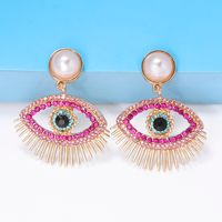 Streetwear Eye Imitation Pearl Alloy Plating Inlay Glass Stone Women's Drop Earrings main image 4