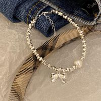 Sweet Simple Style Bow Knot Sterling Silver Beaded Plating Inlay Artificial Pearls Bracelets sku image 1