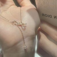 Sweet Bow Knot Silver Plated Tassel Plating Inlay Zircon Women's Pendant Necklace main image 5