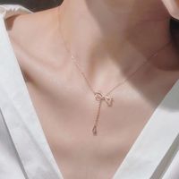 Sweet Bow Knot Silver Plated Tassel Plating Inlay Zircon Women's Pendant Necklace main image 2