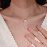 Sweet Bow Knot Silver Plated Tassel Plating Inlay Zircon Women's Pendant Necklace main image 1