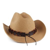 Unisex Vacation Oval Solid Color Turquoise Straw Hat main image 4