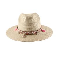 Unisex Retro Tassel Solid Color Fabric Shell Flat Eaves Fedora Hat sku image 2