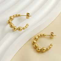 1 Pair Simple Style C Shape Plating 304 Stainless Steel Titanium Steel 18K Gold Plated Ear Studs main image 1