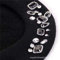 Women's Sweet Solid Color Rhinestone Beret Hat main image 6