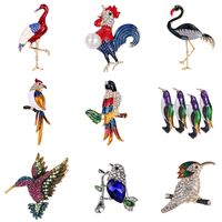 Mignon Cock Oiseau Alliage Incruster Strass Femmes Broches main image 1