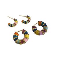 1 Pair Casual C Shape Circle Multicolor Enamel Plating Copper Earrings Ear Studs main image 2