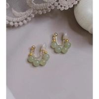 Wholesale Jewelry 1 Pair Chinoiserie Round Bow Knot Alloy Rhinestones Pearl Drop Earrings Ear Clips main image 4