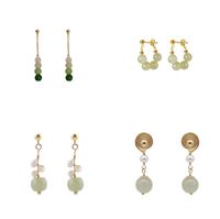 Wholesale Jewelry 1 Pair Chinoiserie Round Bow Knot Alloy Rhinestones Pearl Drop Earrings Ear Clips main image 2