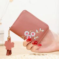 Women's Flower Pu Leather Zipper Wallets sku image 3