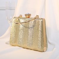 Silver Black Gold Pu Leather Solid Color Square Evening Bags sku image 3